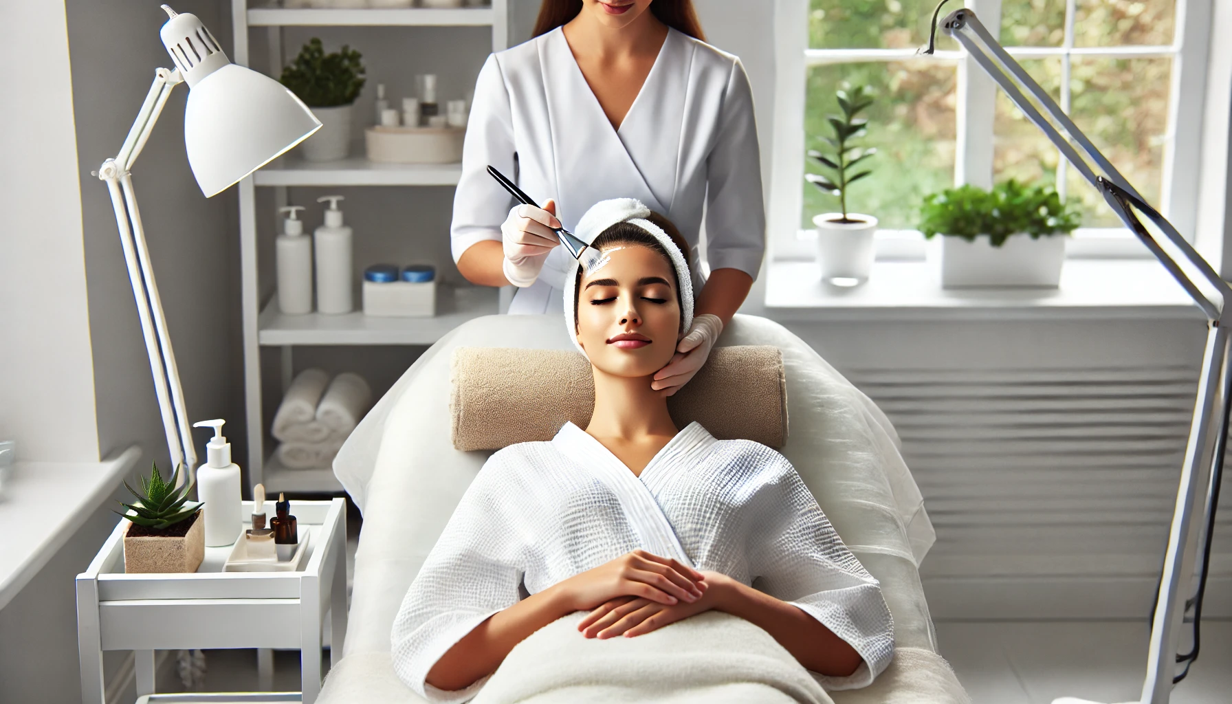 Woman receiving beauty treatment